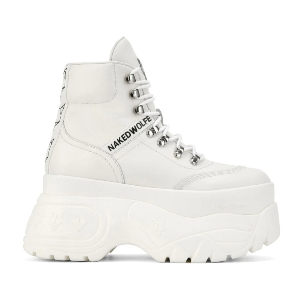 Naked Wolfe Spike Wicked White Platform High-Top Sneakers sz 7 US - Picture 2 of 15